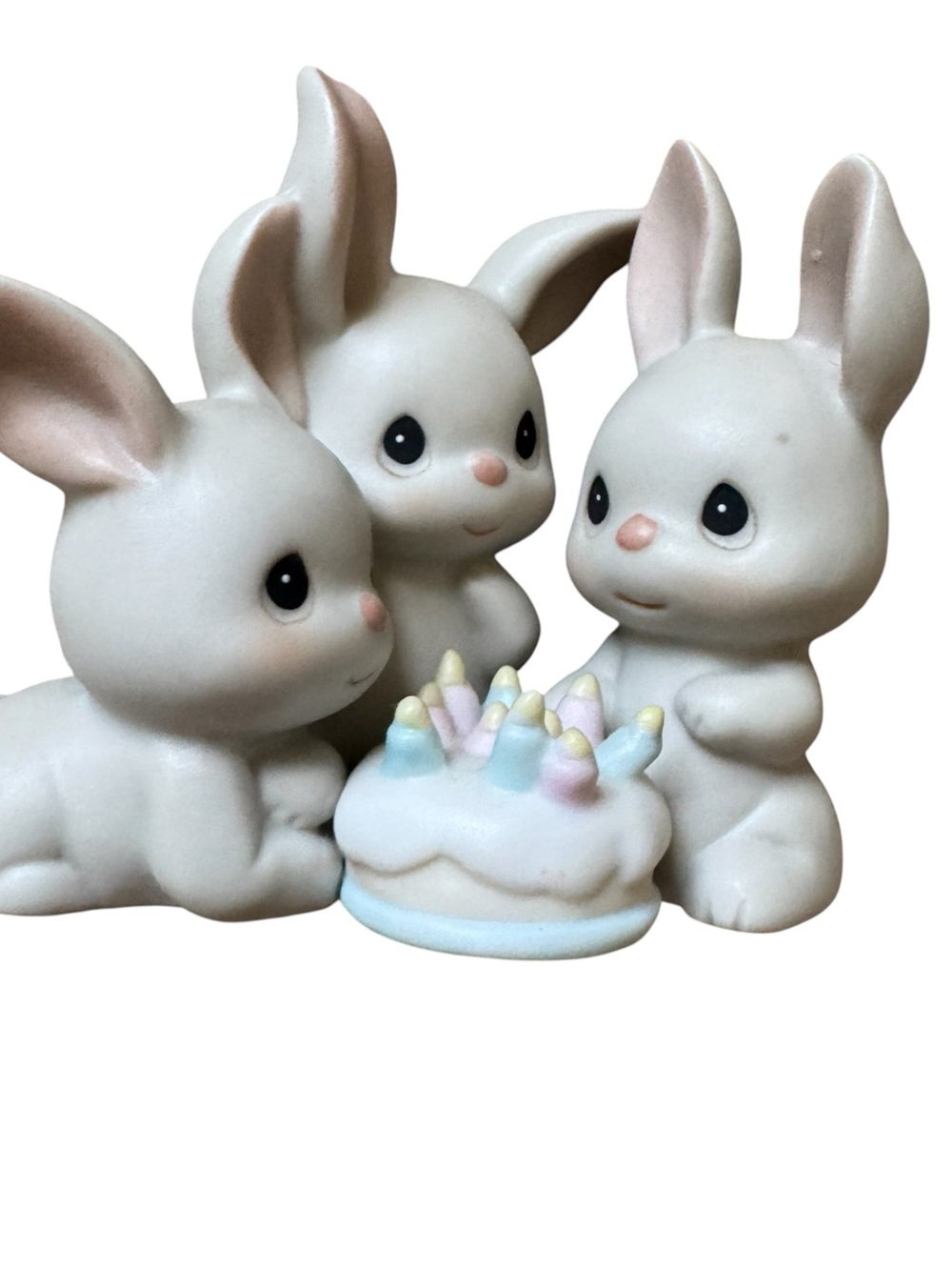 Enesco Precious Moments Birthday Cake Bunnies Figurine 1994
